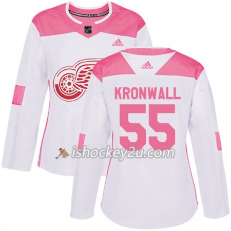 Dame NHL Detroit Red Wings Trøje Niklas Kronwall 55 Adidas 2017-2018 Hvid Lyserød Fashion Authentic